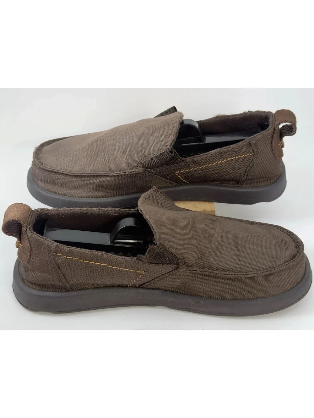 Sanuk Sidewalk Surfer Slip On Shoes Men 7 Brown Canvas Casual Loafers Comfort